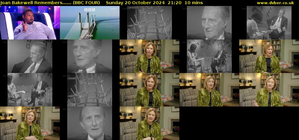 Joan Bakewell Remembers...... (BBC FOUR) Sunday 20 October 2024 21:20 - 21:30
