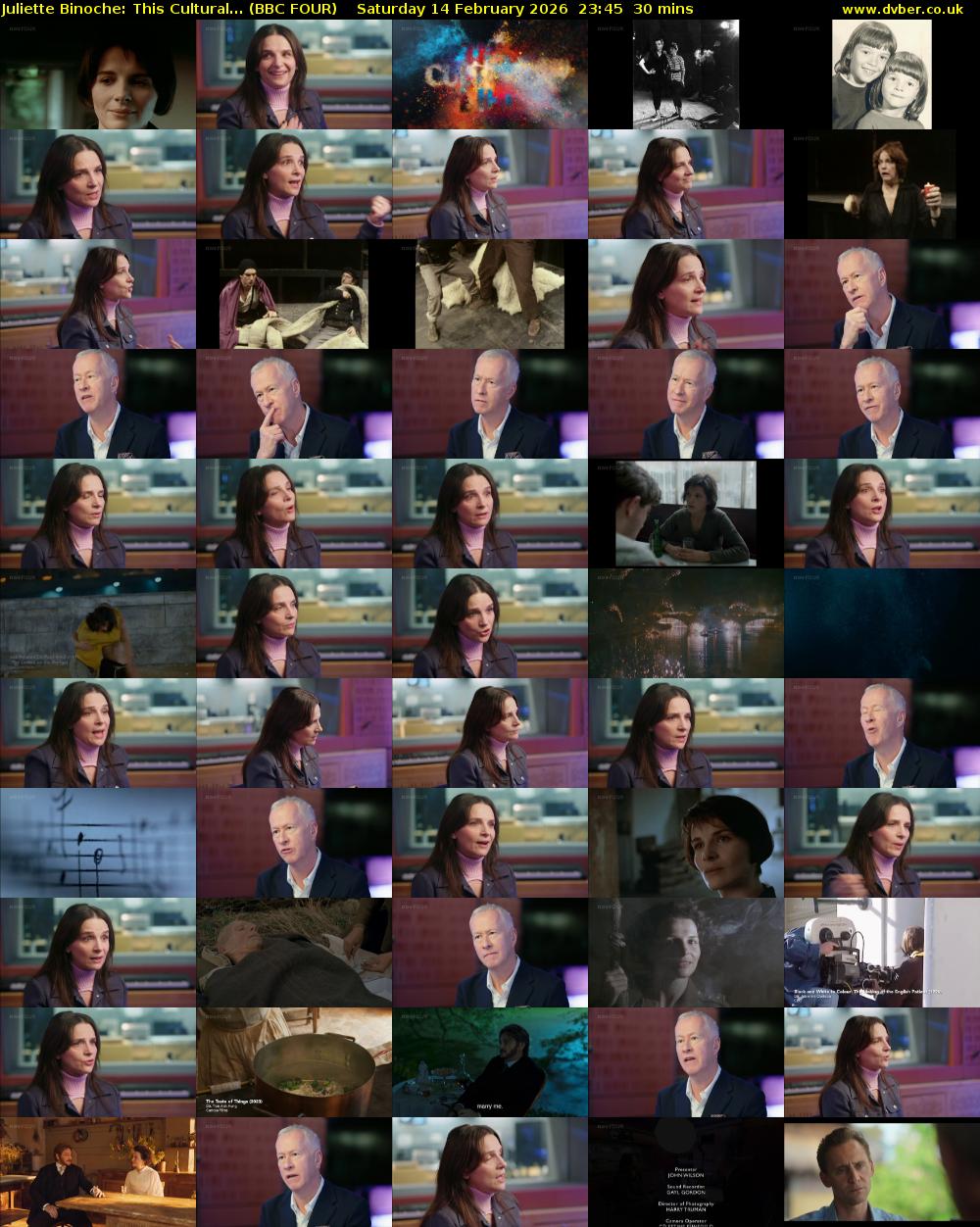 Juliette Binoche: This Cultural... (BBC FOUR) Saturday 14 February 2026 23:45 - 00:15