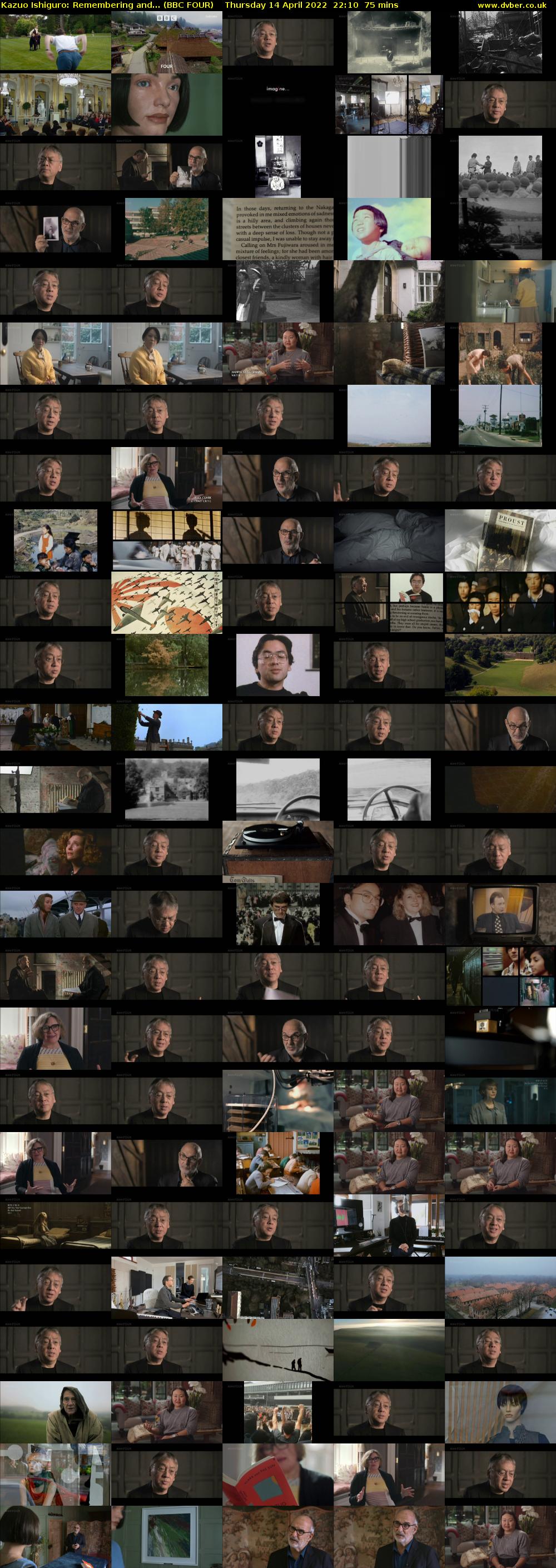 Kazuo Ishiguro: Remembering and... (BBC FOUR) Thursday 14 April 2022 22:10 - 23:25