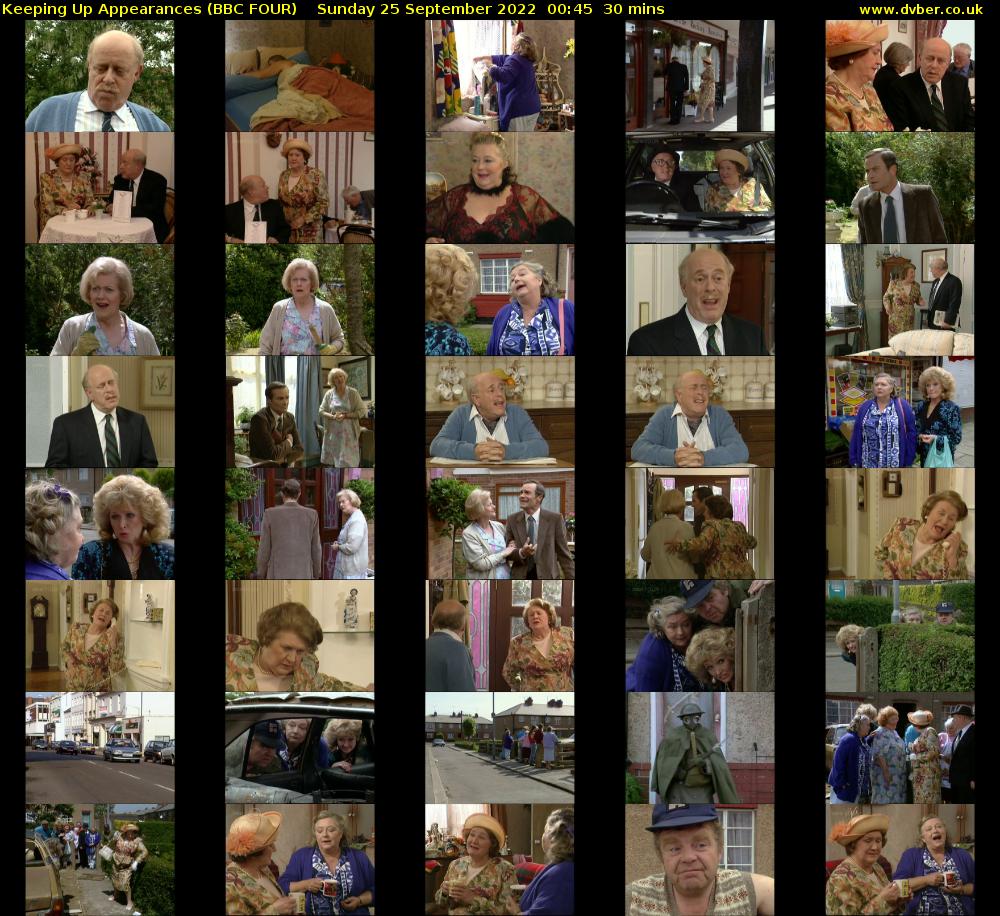 Keeping Up Appearances (BBC FOUR) Sunday 25 September 2022 00:45 - 01:15