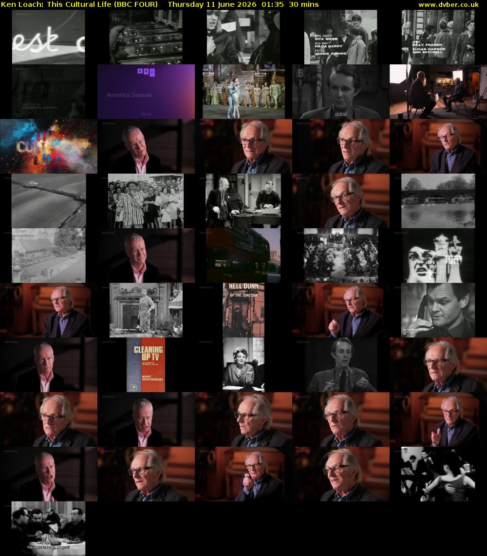 Ken Loach: This Cultural Life (BBC FOUR) Thursday 11 June 2026 01:35 - 02:05