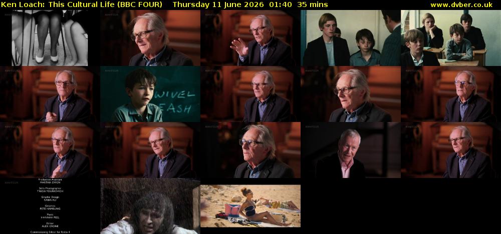 Ken Loach: This Cultural Life (BBC FOUR) Thursday 11 June 2026 01:40 - 02:15