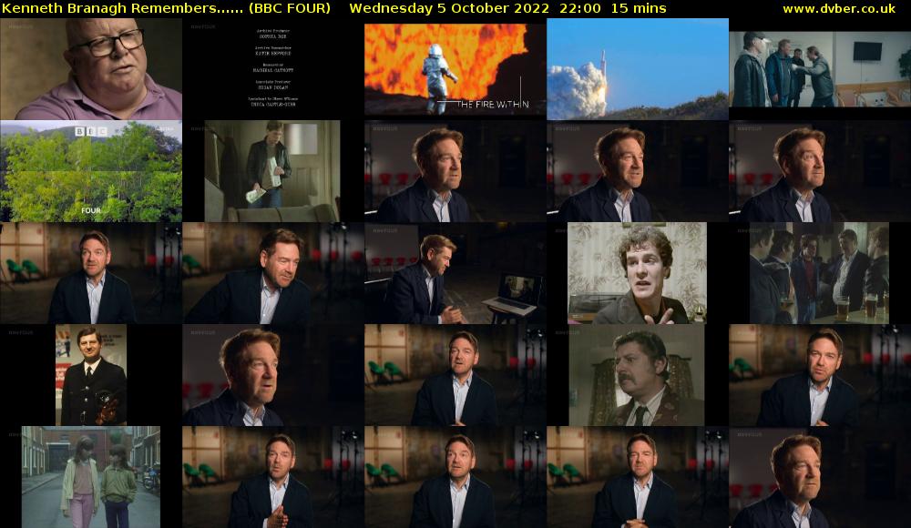 Kenneth Branagh Remembers...... (BBC FOUR) Wednesday 5 October 2022 22:00 - 22:15