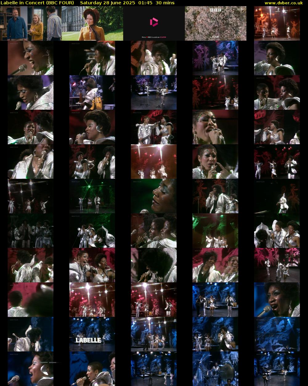 Labelle in Concert (BBC FOUR) Saturday 28 June 2025 01:45 - 02:15