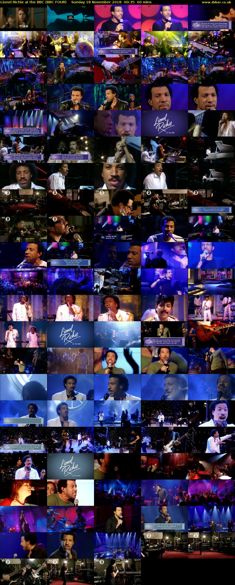 Lionel Richie at the BBC (BBC FOUR) Sunday 18 November 2018 00:35 - 01:35