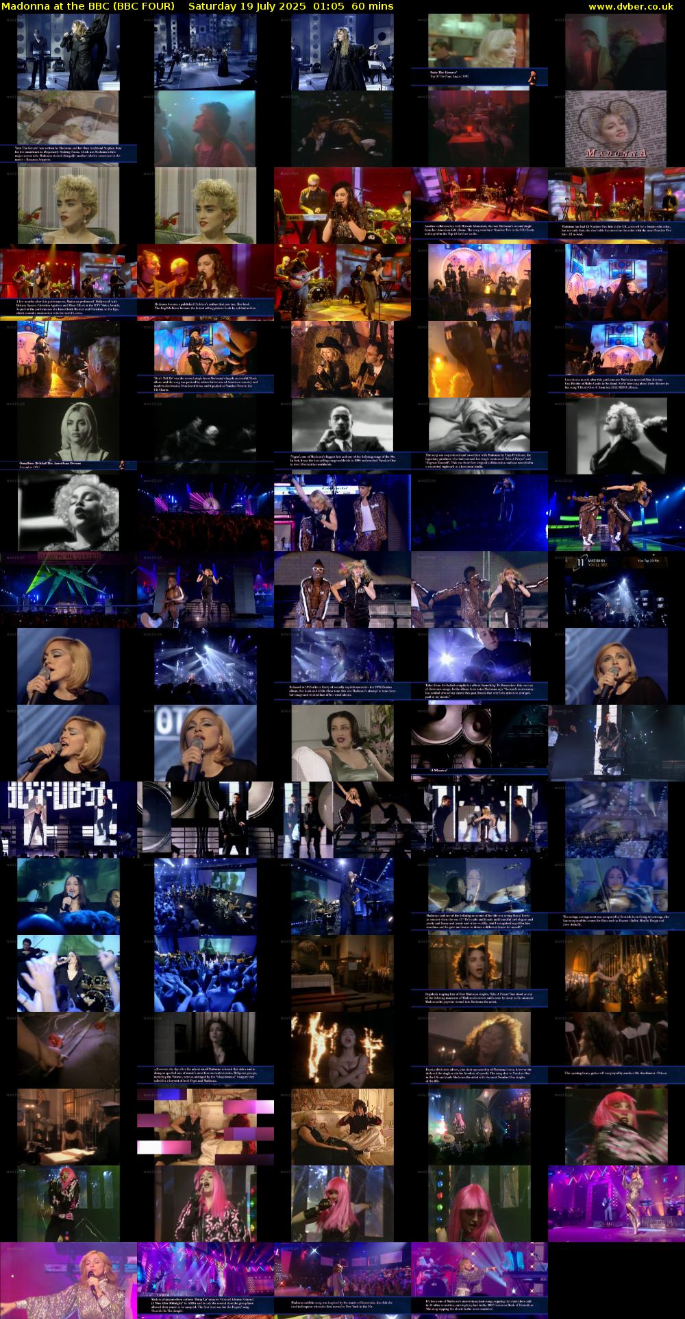 Madonna at the BBC (BBC FOUR) Saturday 19 July 2025 01:05 - 02:05