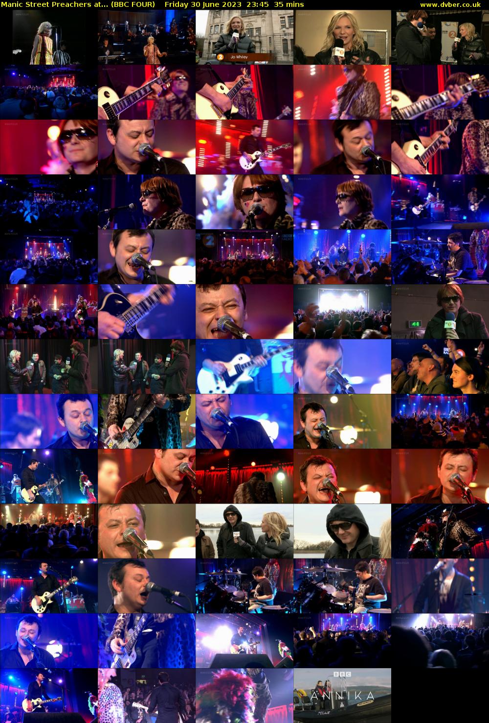 Manic Street Preachers at... (BBC FOUR) Friday 30 June 2023 23:45 - 00:20