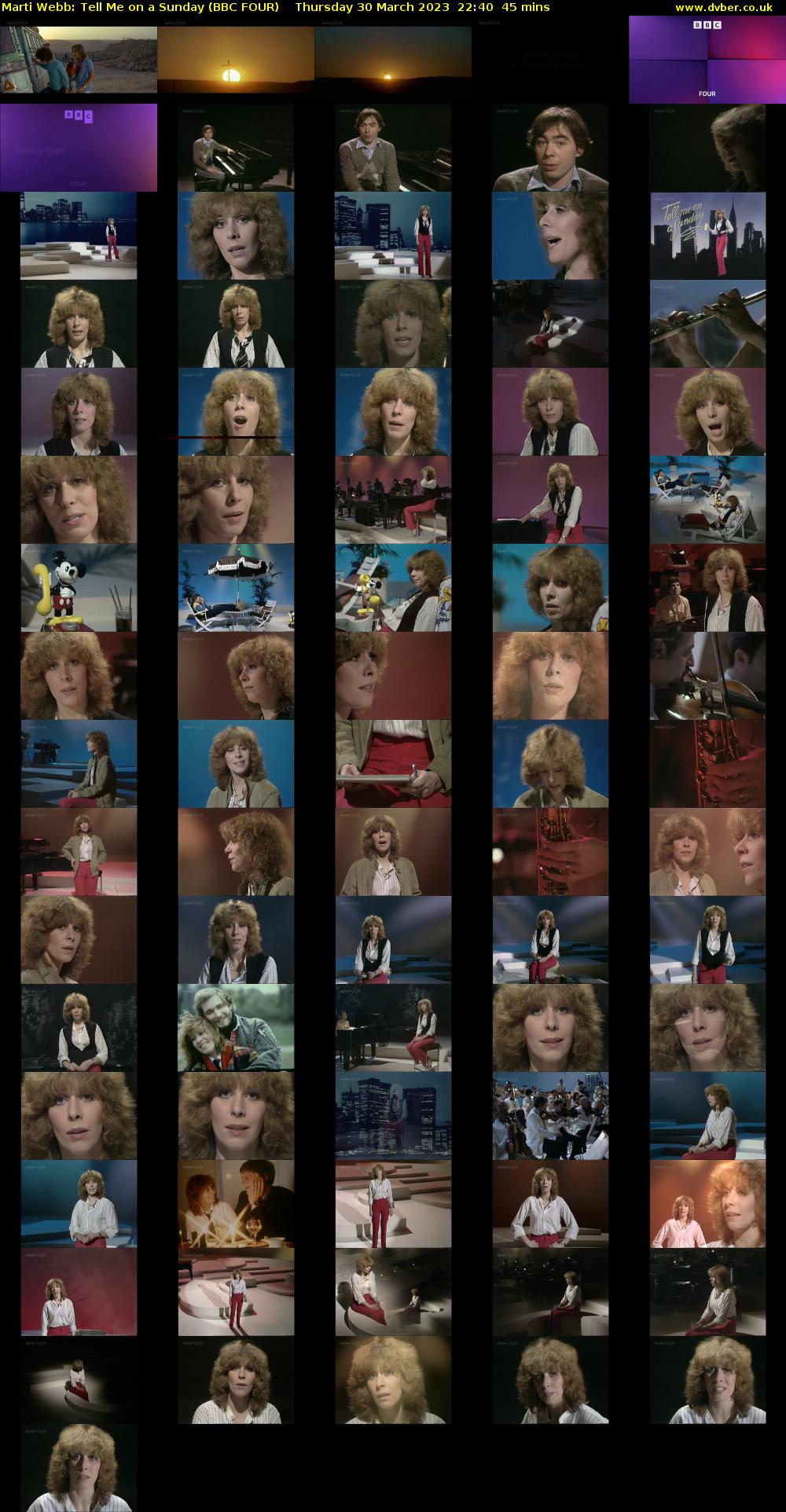 Marti Webb: Tell Me on a Sunday (BBC FOUR) Thursday 30 March 2023 22:40 - 23:25
