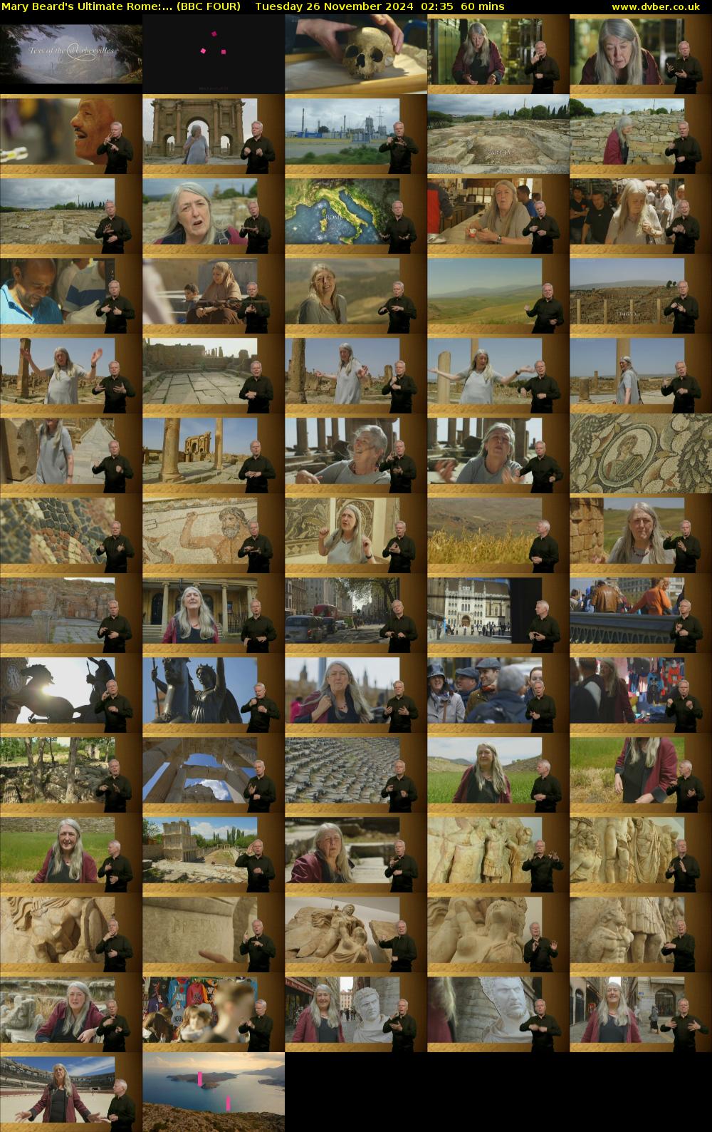 Mary Beard's Ultimate Rome:... (BBC FOUR) Tuesday 26 November 2024 02:35 - 03:35