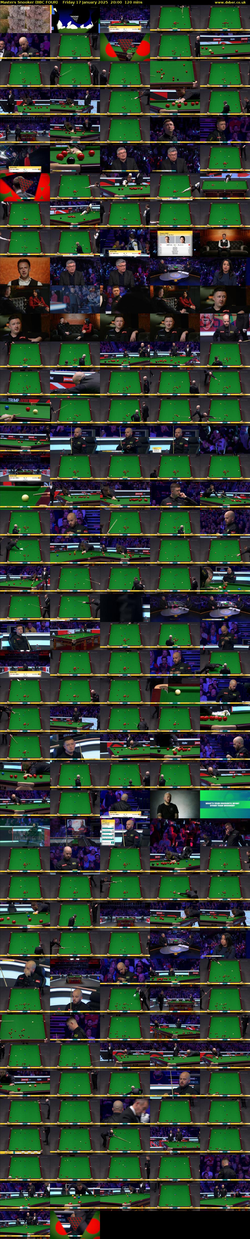 Masters Snooker (BBC FOUR) Friday 17 January 2025 20:00 - 22:00