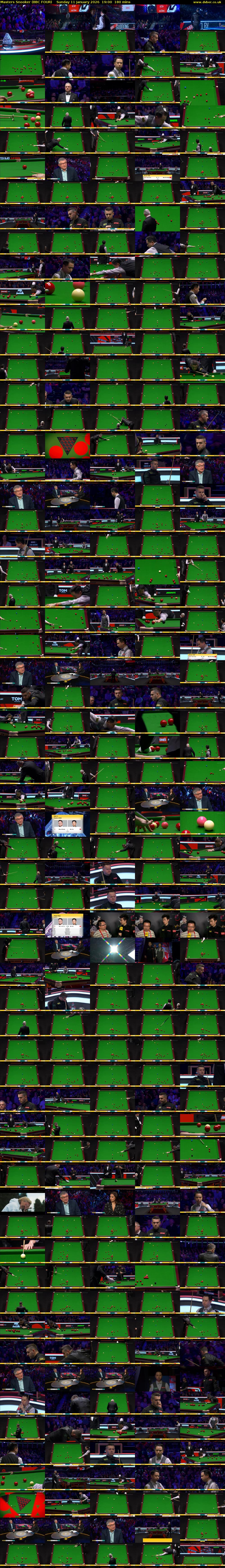 Masters Snooker (BBC FOUR) Sunday 11 January 2026 19:00 - 22:00