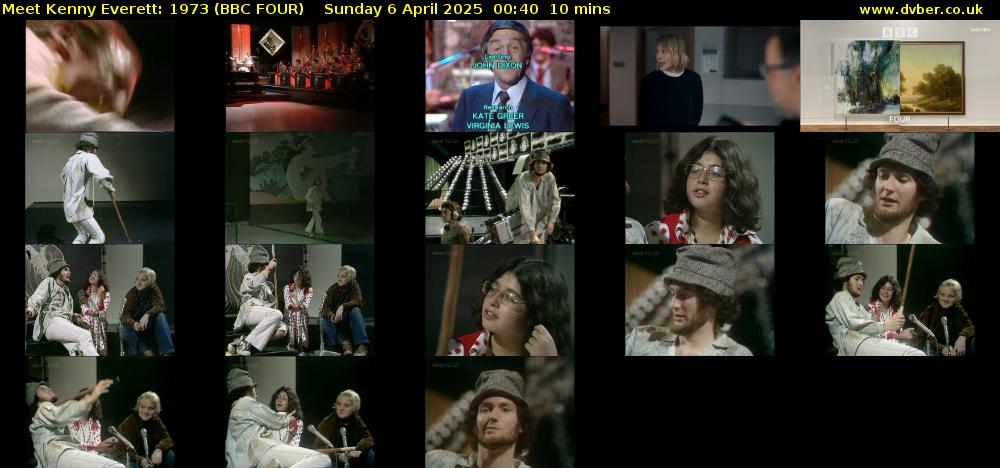 Meet Kenny Everett: 1973 (BBC FOUR) Sunday 6 April 2025 00:40 - 00:50