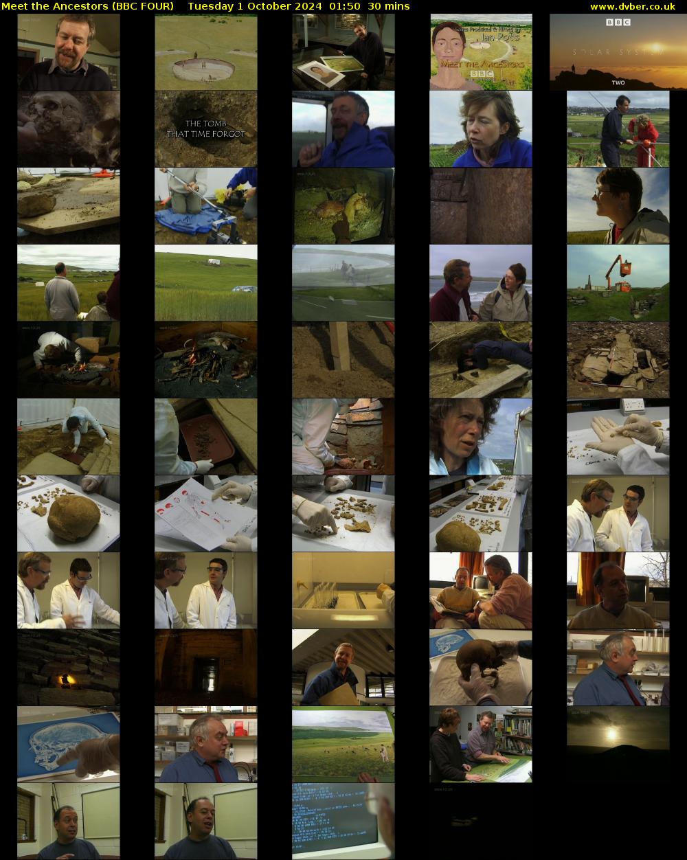 Meet the Ancestors (BBC FOUR) Tuesday 1 October 2024 01:50 - 02:20