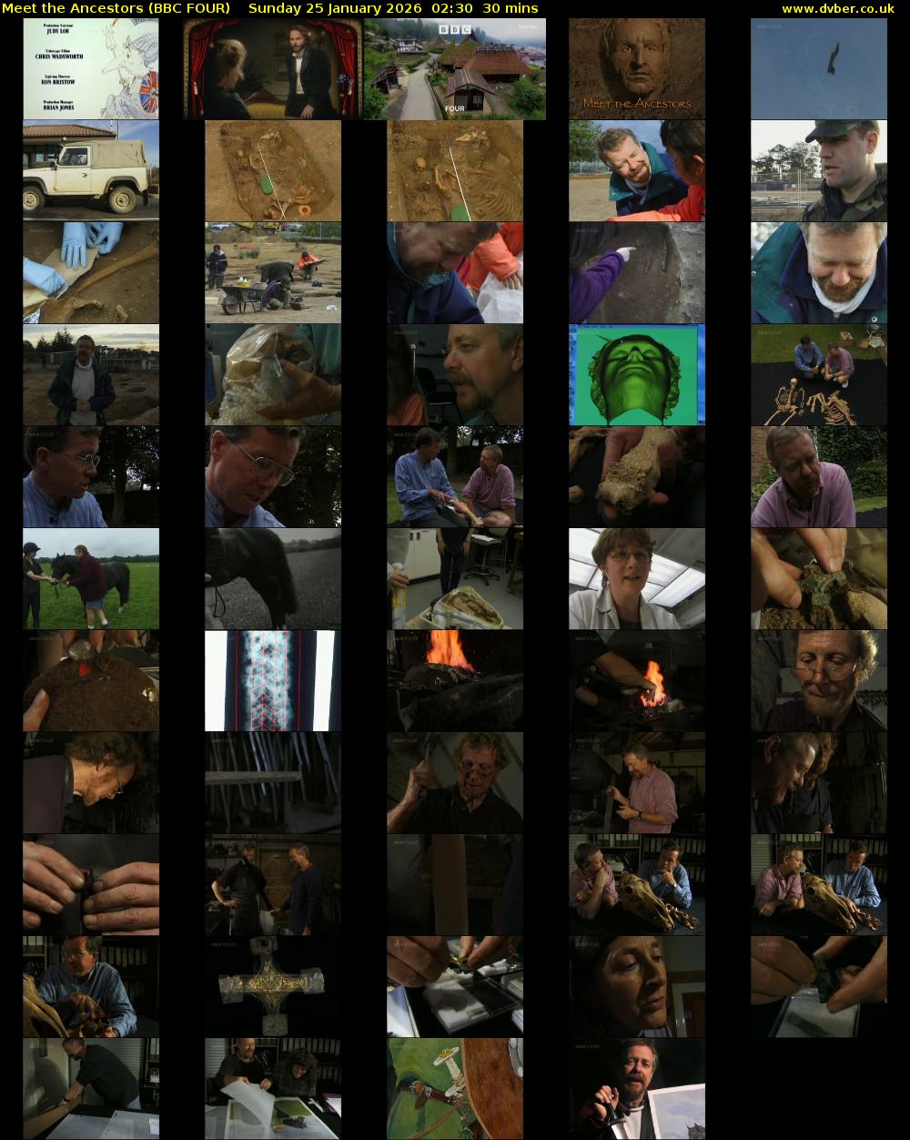 Meet the Ancestors (BBC FOUR) Sunday 25 January 2026 02:30 - 03:00