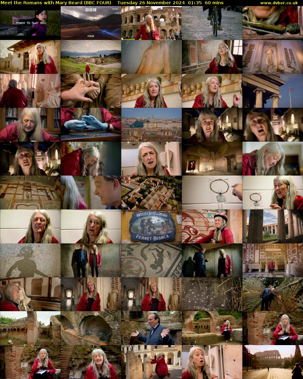 Meet the Romans with Mary Beard (BBC FOUR) Tuesday 26 November 2024 01:35 - 02:35