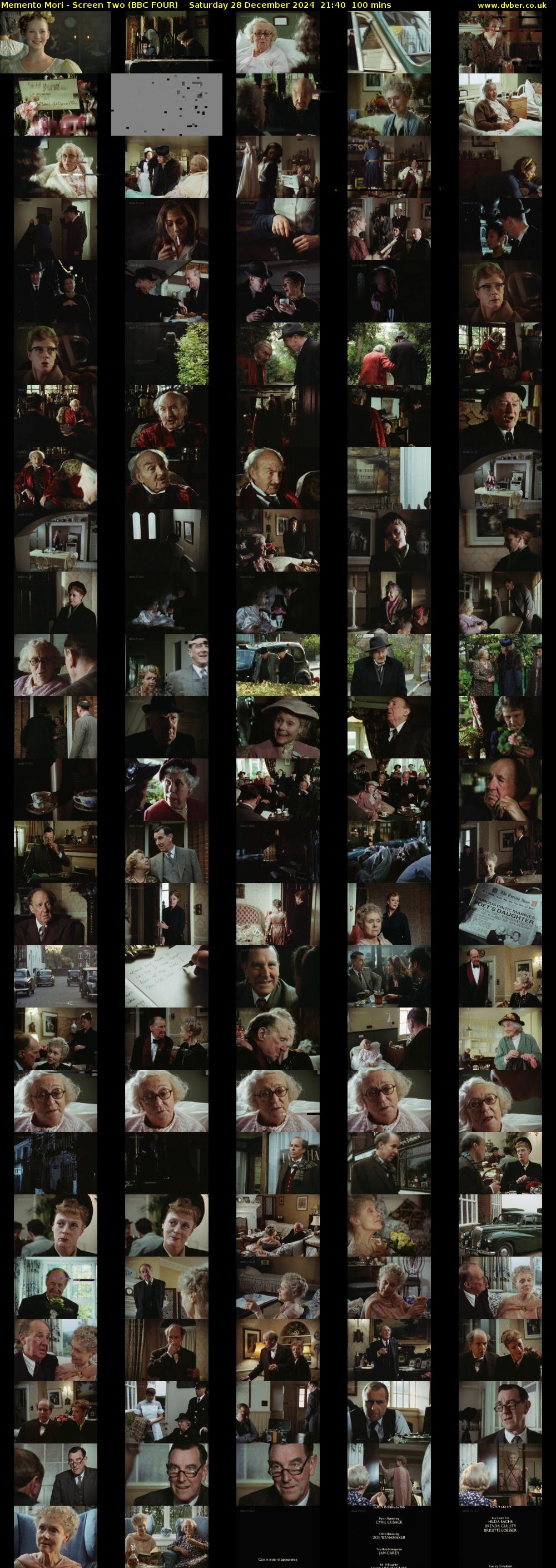 Memento Mori - Screen Two (BBC FOUR) Saturday 28 December 2024 21:40 - 23:20