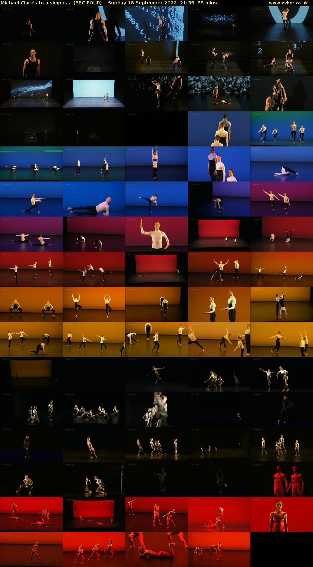 Michael Clark's to a simple,... (BBC FOUR) Sunday 18 September 2022 21:35 - 22:30