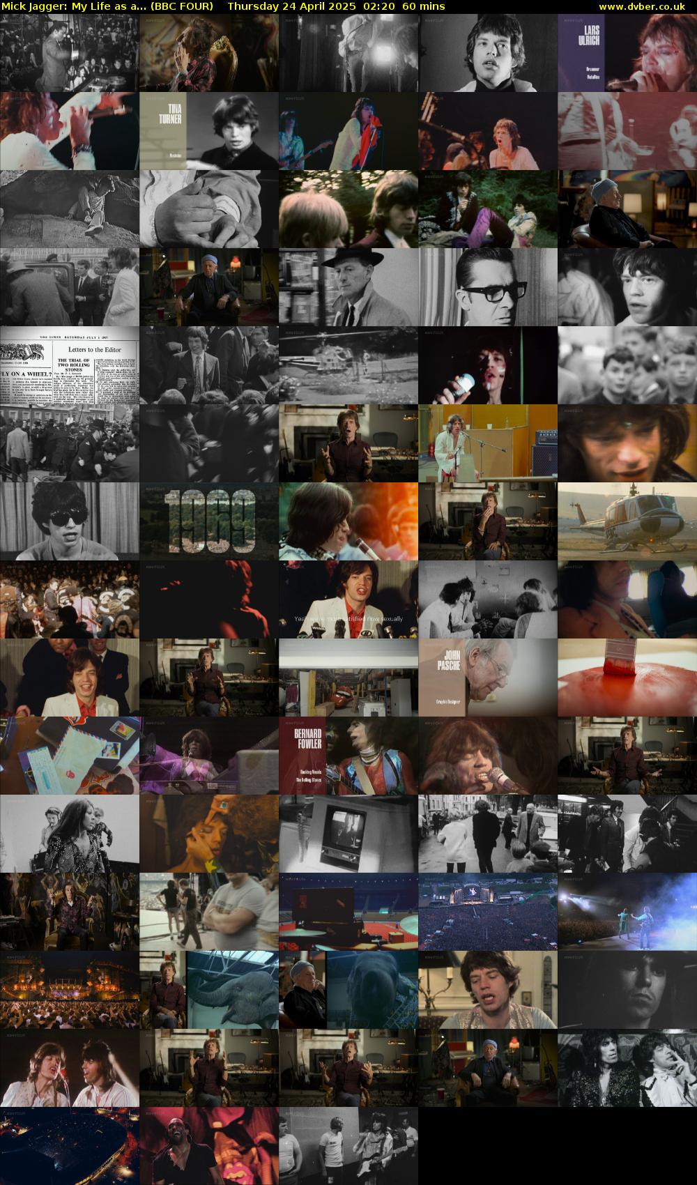 Mick Jagger: My Life as a... (BBC FOUR) Thursday 24 April 2025 02:20 - 03:20