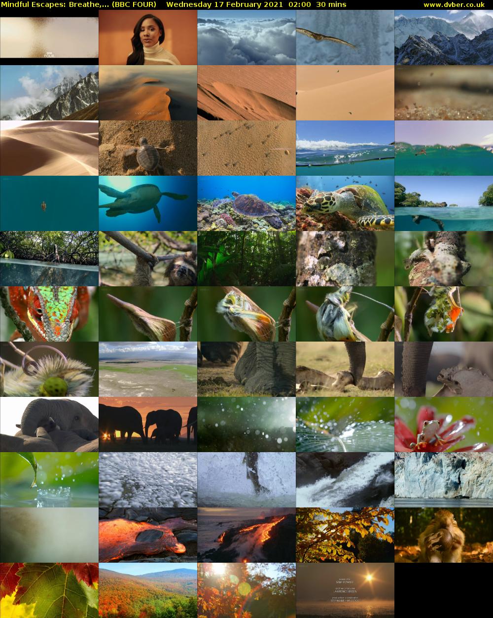 Mindful Escapes: Breathe,... (BBC FOUR) Wednesday 17 February 2021 02:00 - 02:30