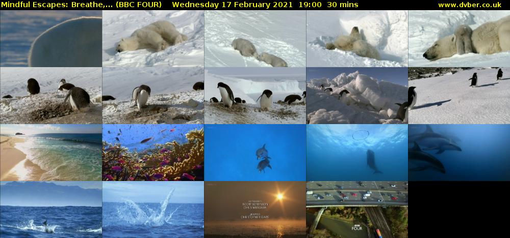Mindful Escapes: Breathe,... (BBC FOUR) Wednesday 17 February 2021 19:00 - 19:30