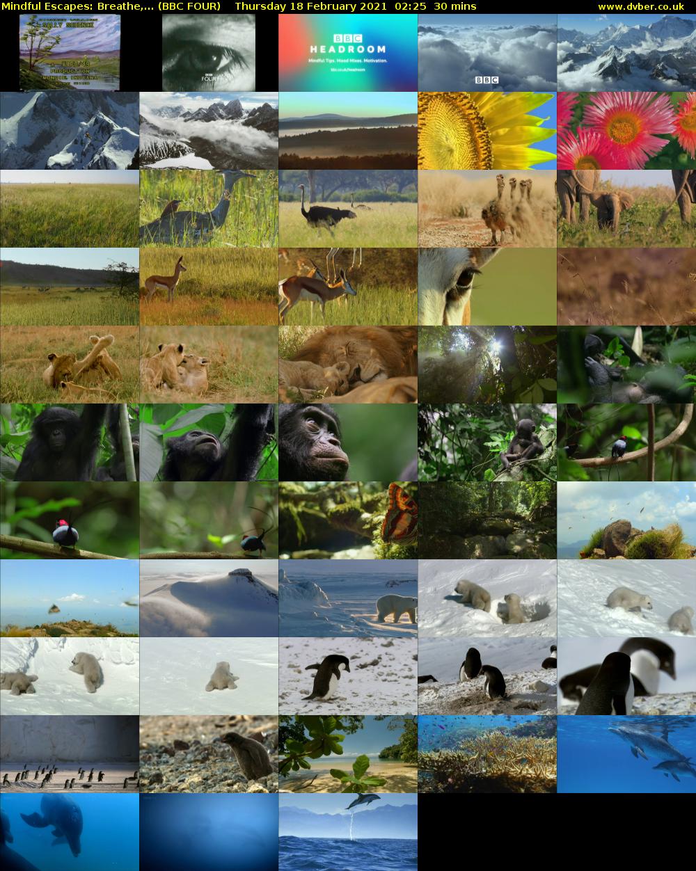 Mindful Escapes: Breathe,... (BBC FOUR) Thursday 18 February 2021 02:25 - 02:55