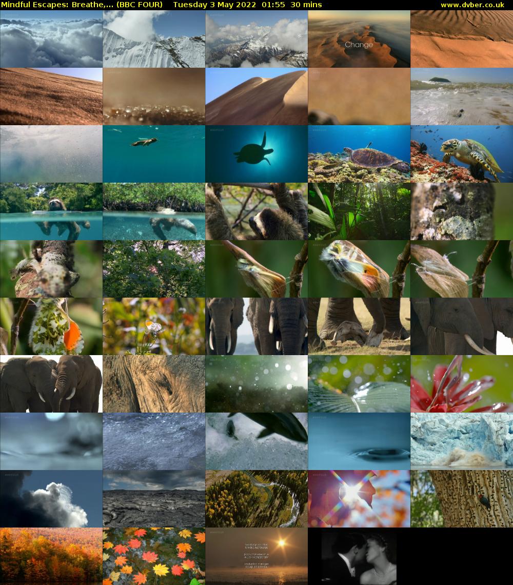 Mindful Escapes: Breathe,... (BBC FOUR) Tuesday 3 May 2022 01:55 - 02:25