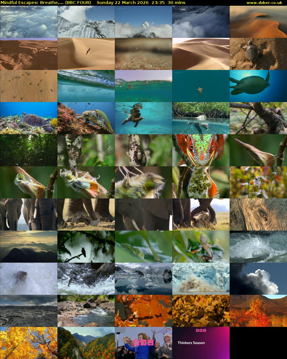 Mindful Escapes: Breathe,... (BBC FOUR) Sunday 22 March 2026 23:35 - 00:05