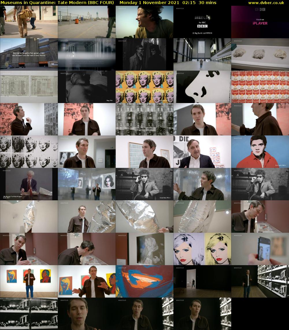 Museums in Quarantine: Tate Modern (BBC FOUR) Monday 1 November 2021 02:15 - 02:45