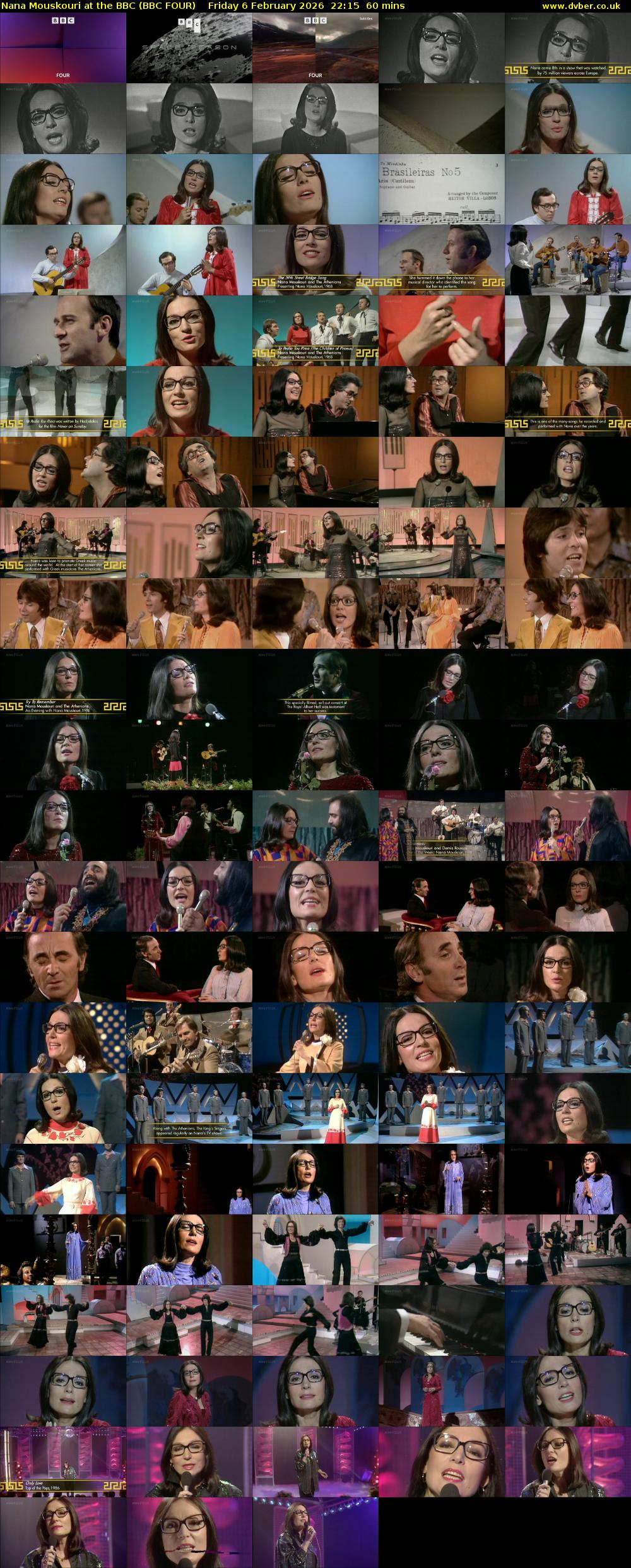 Nana Mouskouri at the BBC (BBC FOUR) Friday 6 February 2026 22:15 - 23:15