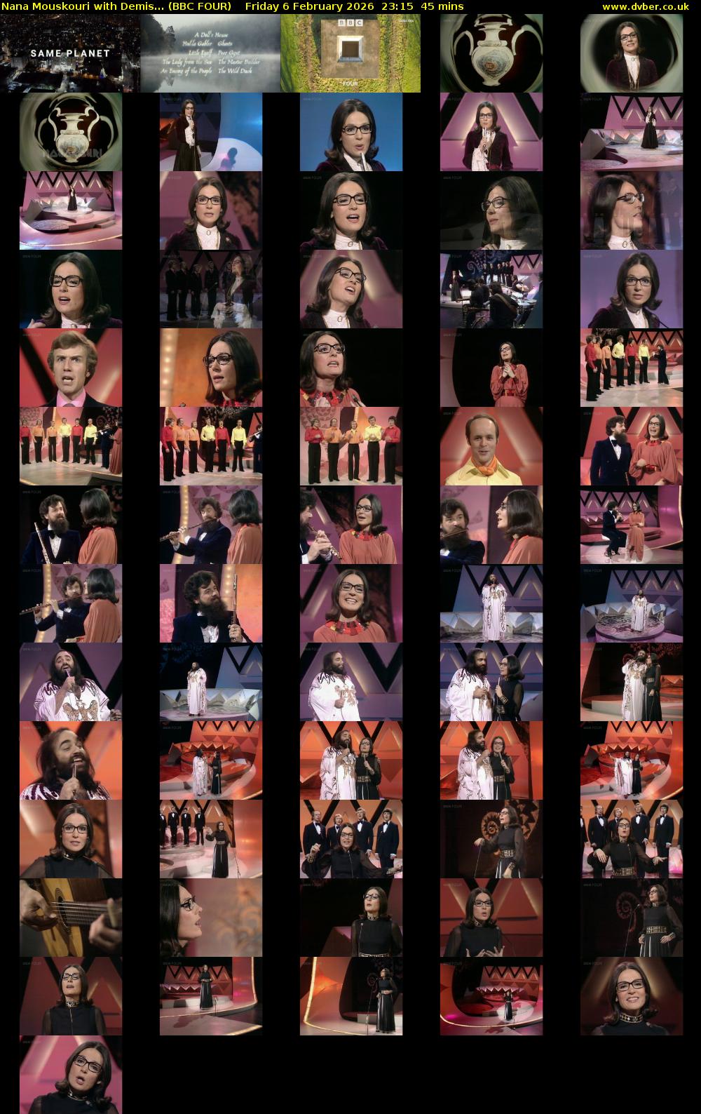 Nana Mouskouri with Demis... (BBC FOUR) Friday 6 February 2026 23:15 - 00:00