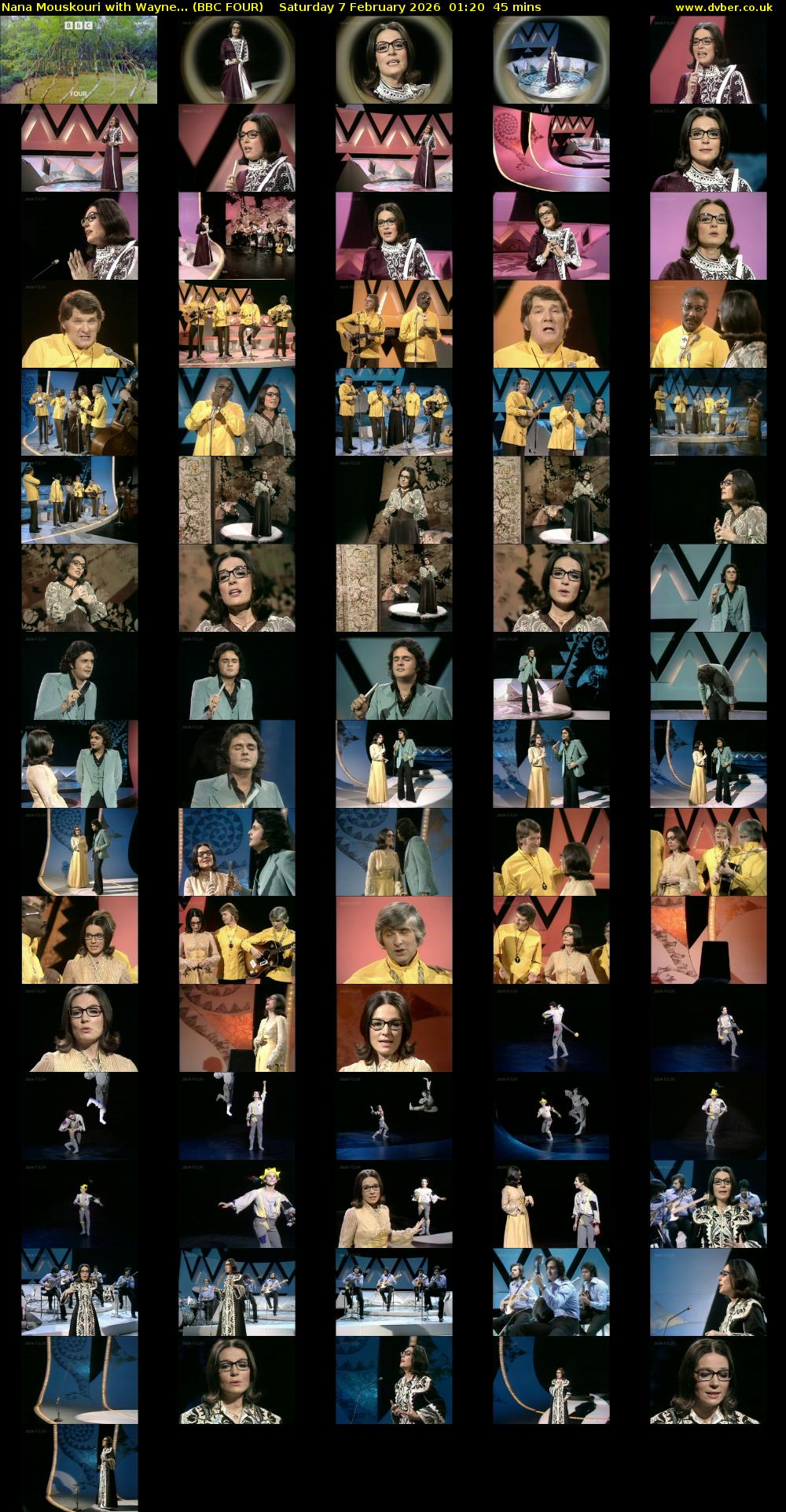 Nana Mouskouri with Wayne... (BBC FOUR) Saturday 7 February 2026 01:20 - 02:05