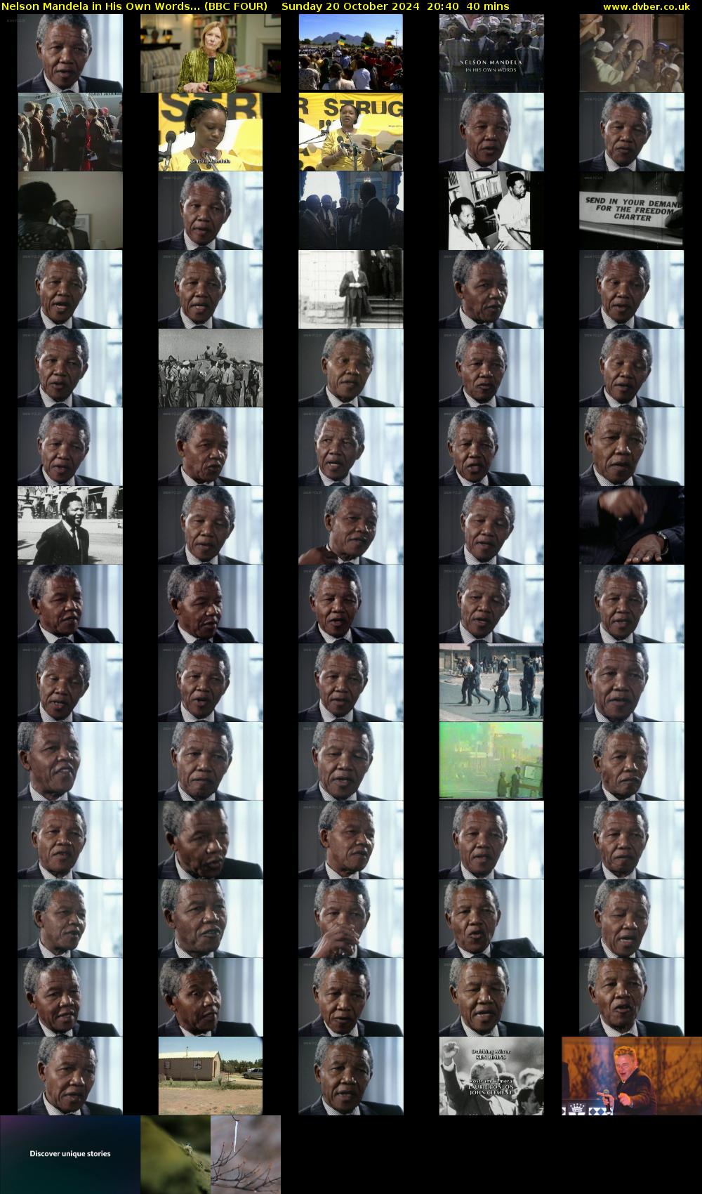 Nelson Mandela in His Own Words... (BBC FOUR) Sunday 20 October 2024 20:40 - 21:20