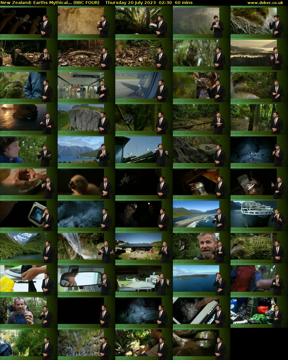 New Zealand: Earths Mythical... (BBC FOUR) Thursday 20 July 2023 02:30 - 03:30
