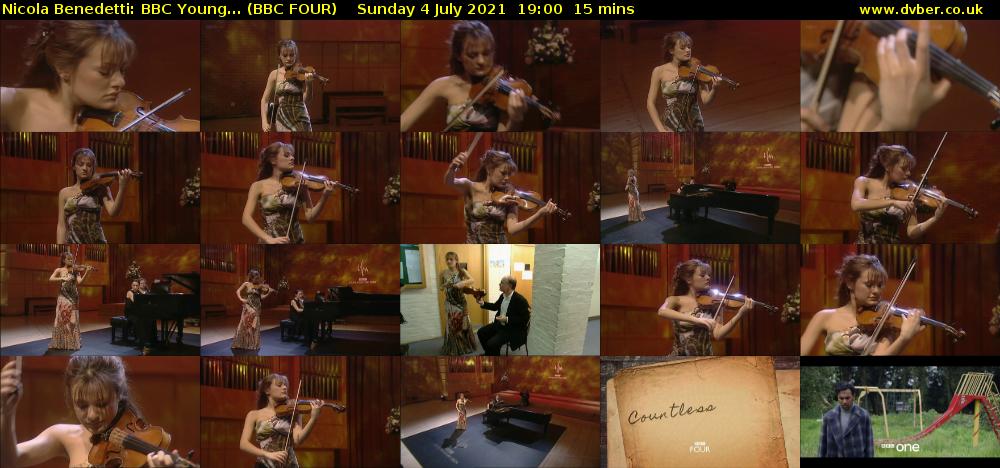 Nicola Benedetti: BBC Young... (BBC FOUR) Sunday 4 July 2021 19:00 - 19:15