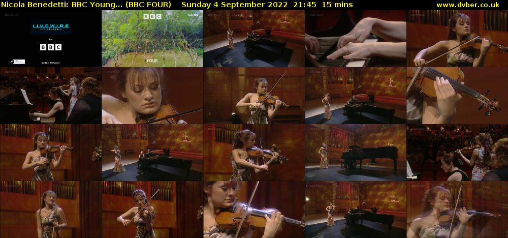 Nicola Benedetti: BBC Young... (BBC FOUR) Sunday 4 September 2022 21:45 - 22:00