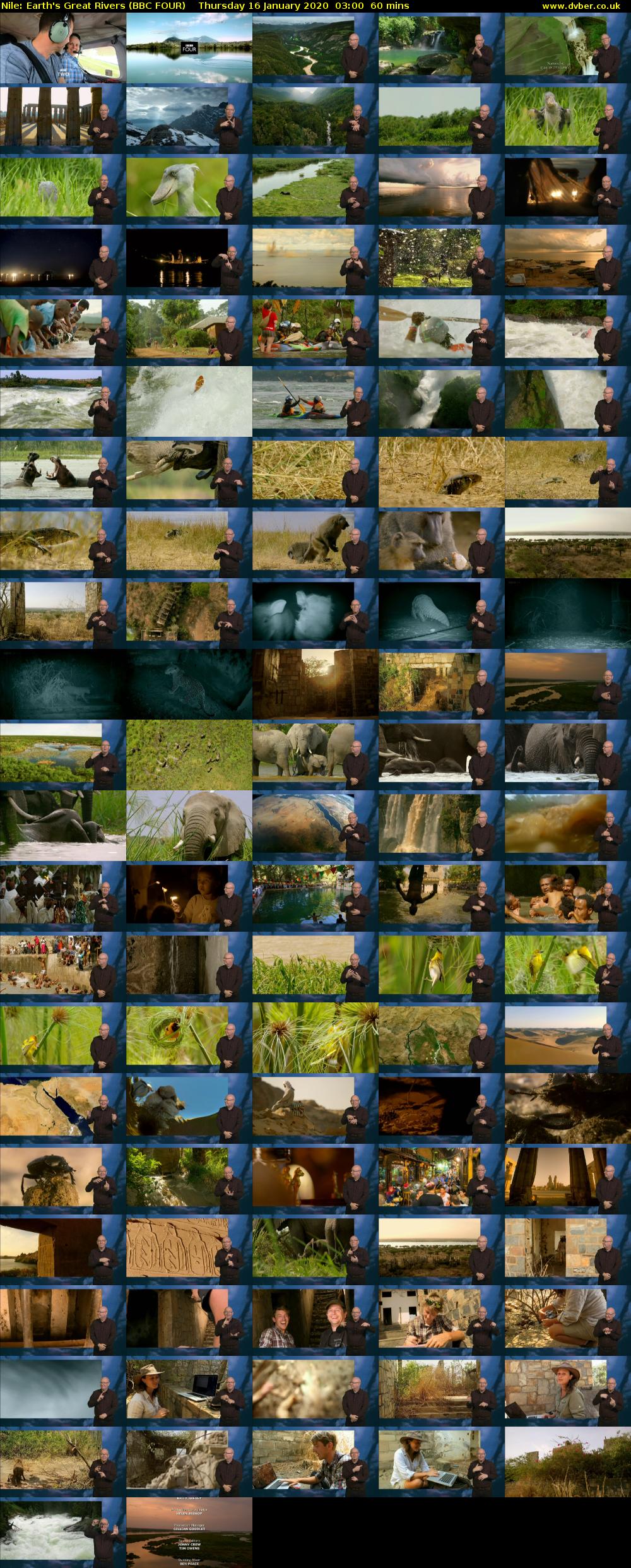Nile: Earth's Great Rivers (BBC FOUR) Thursday 16 January 2020 03:00 - 04:00