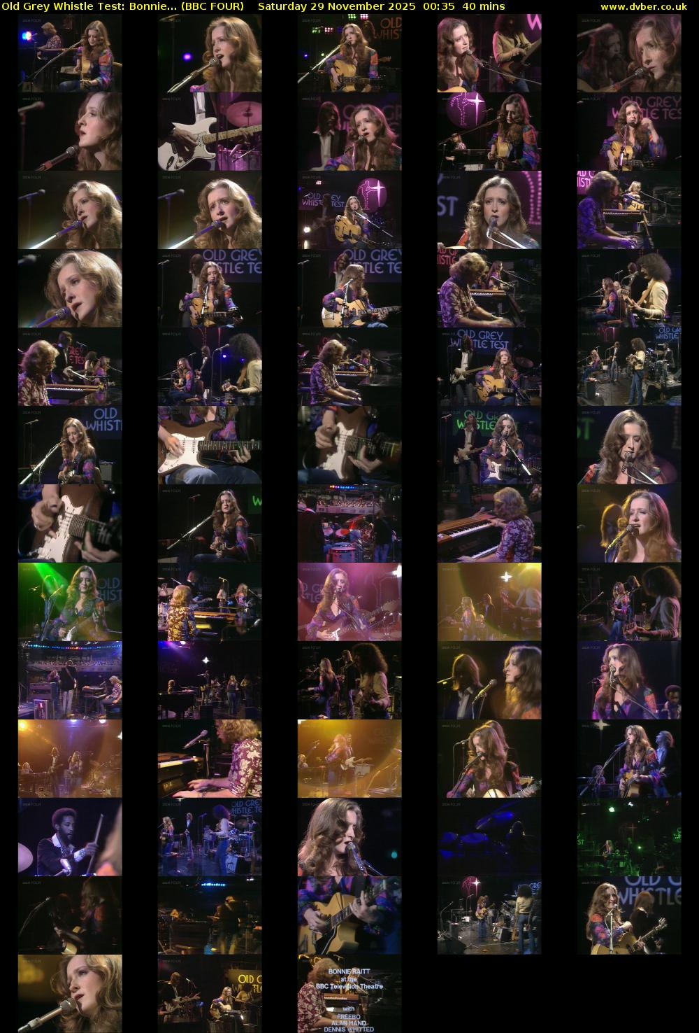 Old Grey Whistle Test: Bonnie... (BBC FOUR) Saturday 29 November 2025 00:35 - 01:15