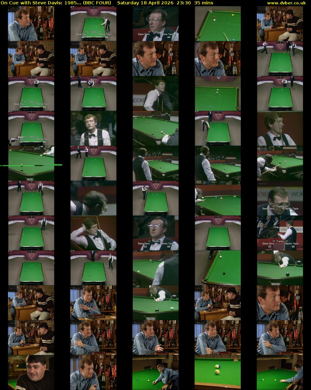 On Cue with Steve Davis: 1985... (BBC FOUR) Saturday 18 April 2026 23:30 - 00:05