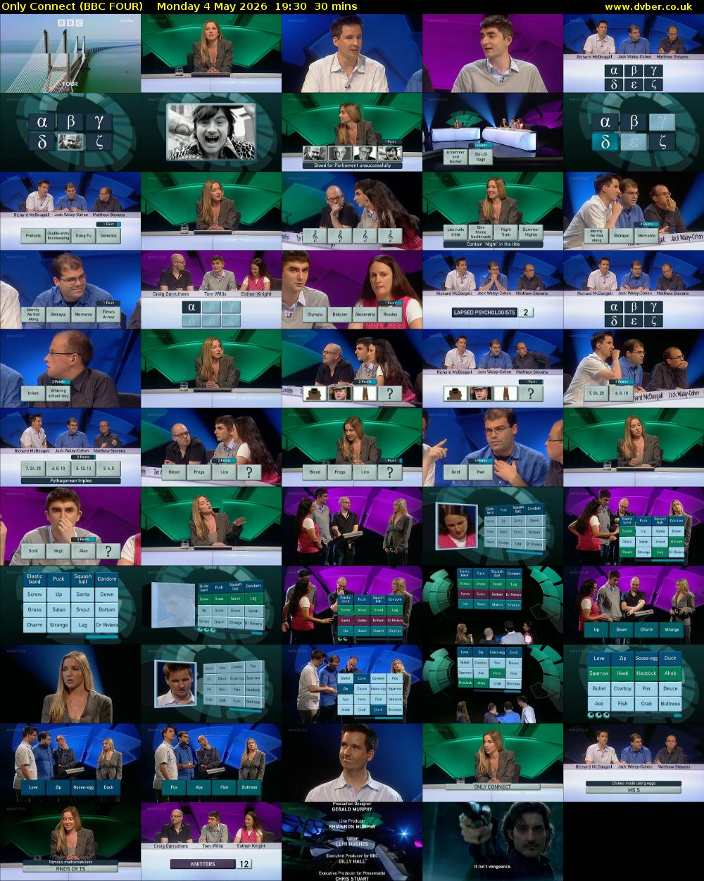 Only Connect (BBC FOUR) Monday 4 May 2026 19:30 - 20:00
