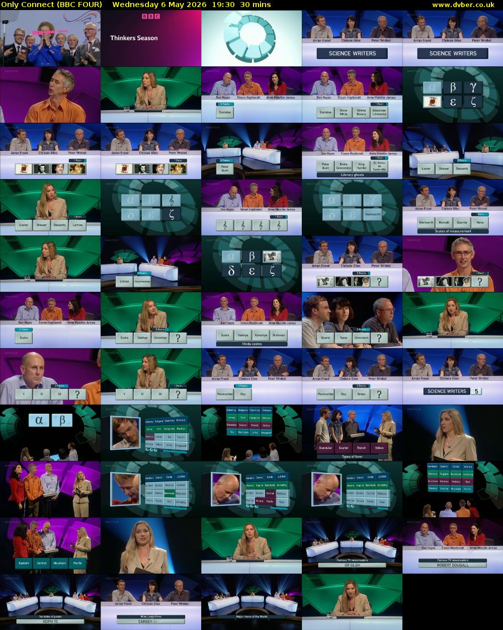Only Connect (BBC FOUR) Wednesday 6 May 2026 19:30 - 20:00