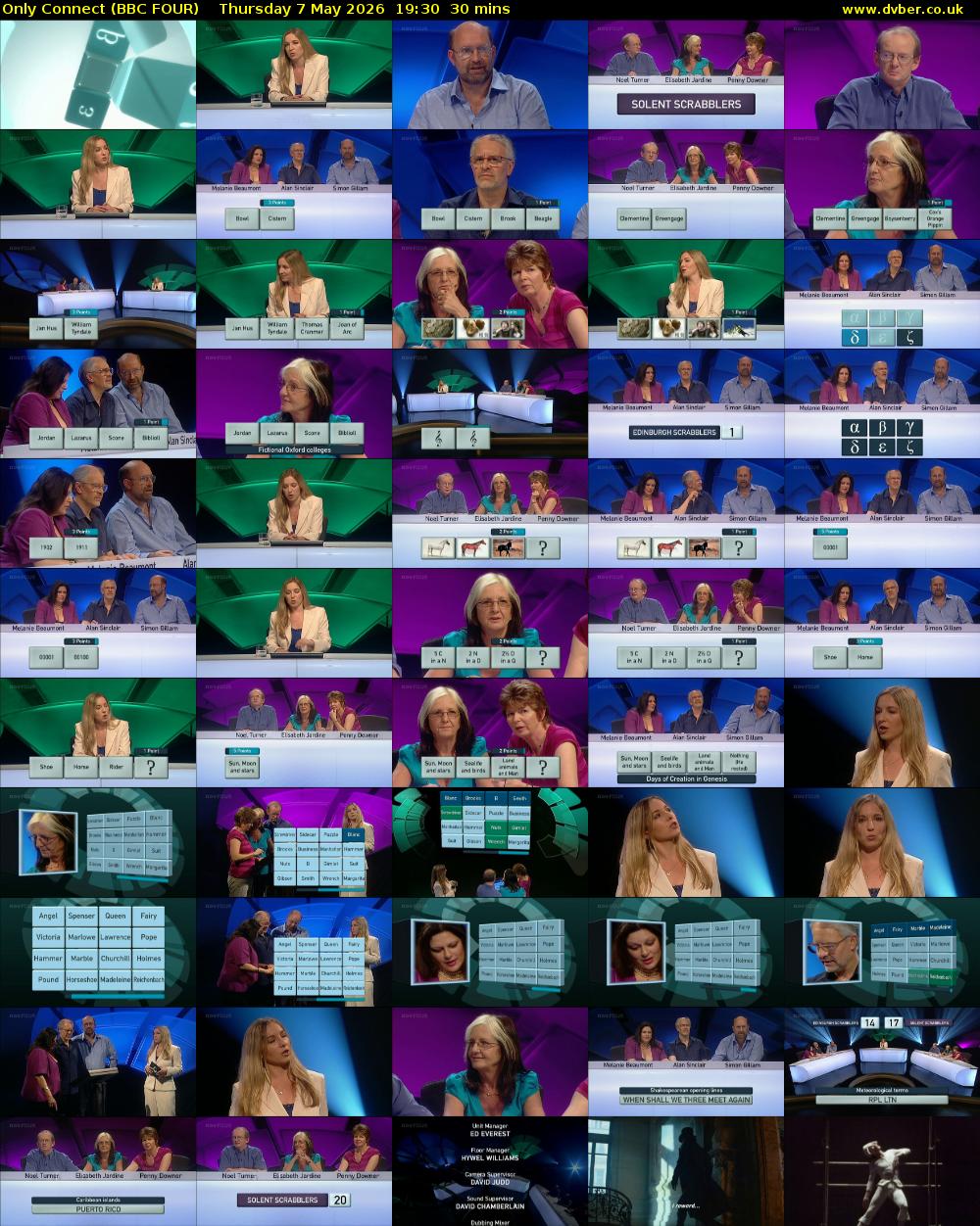 Only Connect (BBC FOUR) Thursday 7 May 2026 19:30 - 20:00