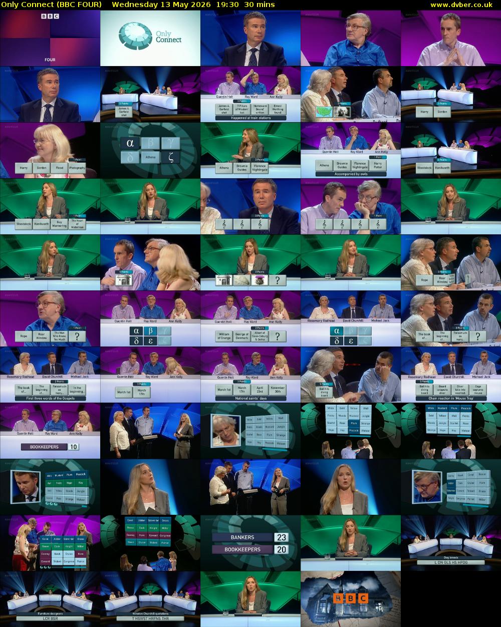 Only Connect (BBC FOUR) Wednesday 13 May 2026 19:30 - 20:00