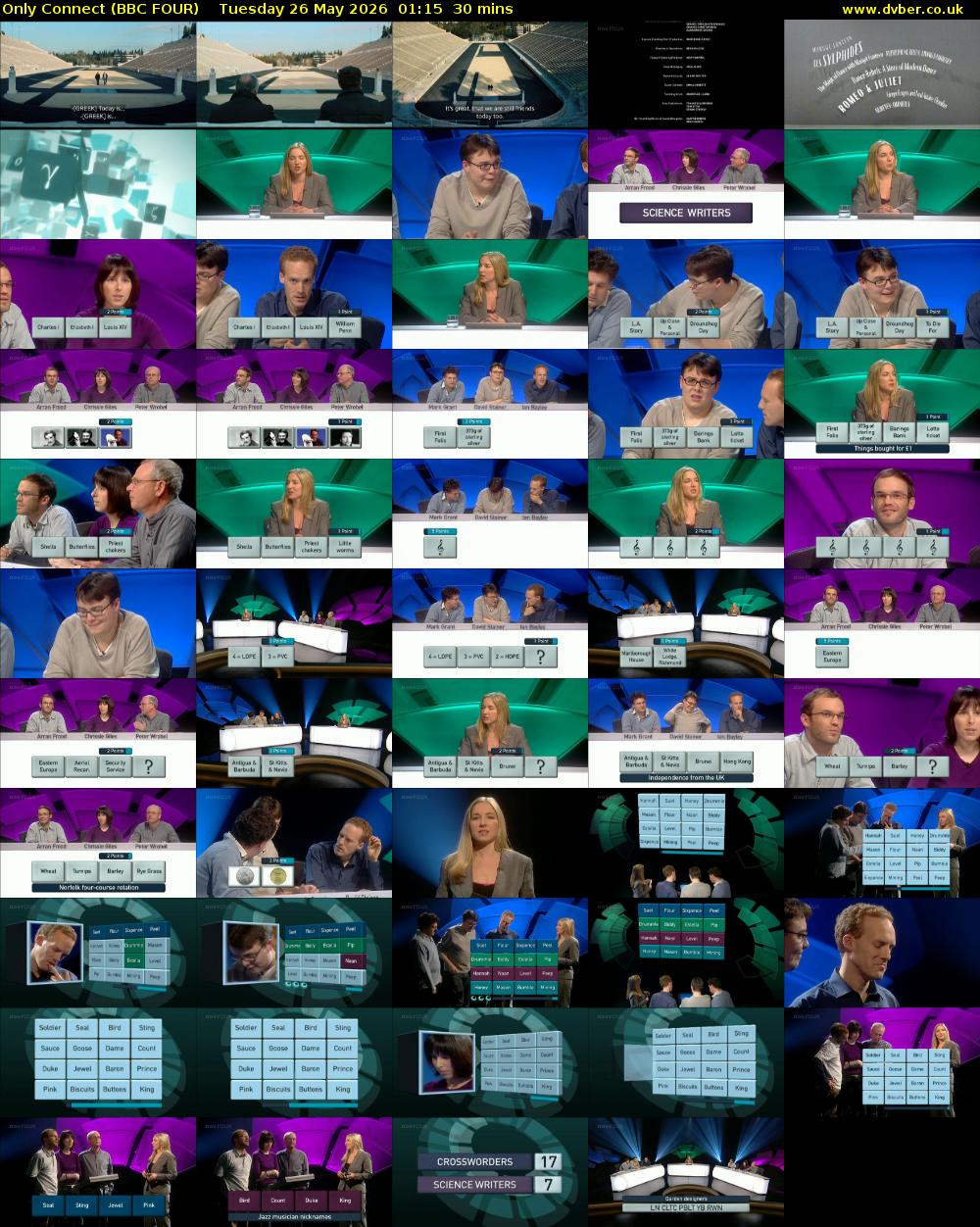Only Connect (BBC FOUR) Tuesday 26 May 2026 01:15 - 01:45