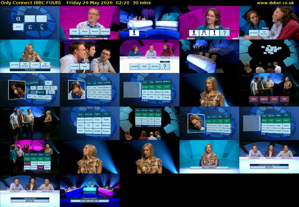 Only Connect (BBC FOUR) Friday 29 May 2026 02:20 - 02:50