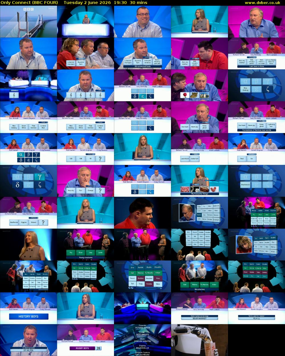 Only Connect (BBC FOUR) Tuesday 2 June 2026 19:30 - 20:00