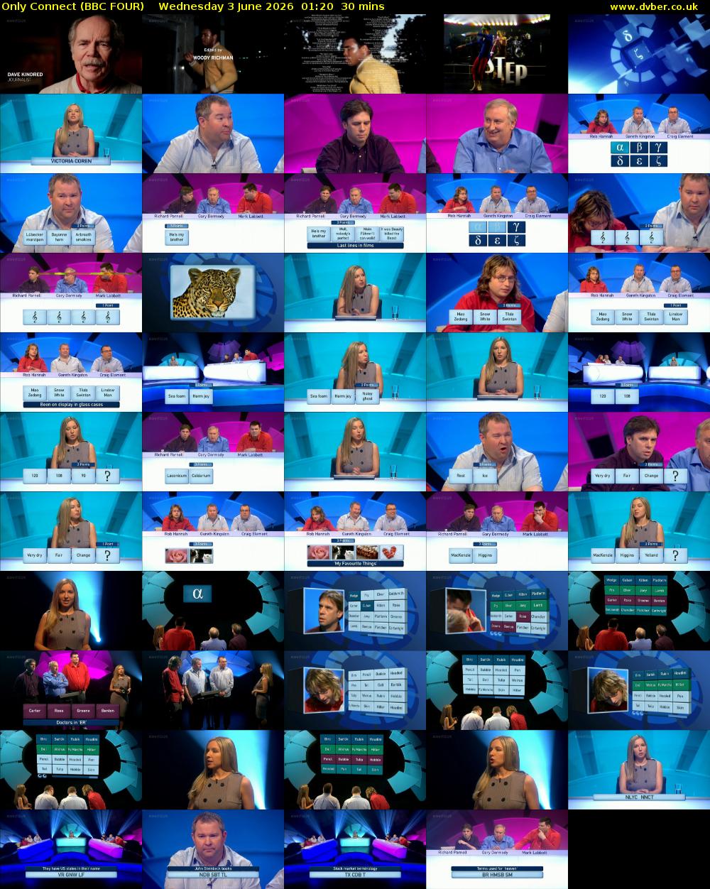 Only Connect (BBC FOUR) Wednesday 3 June 2026 01:20 - 01:50