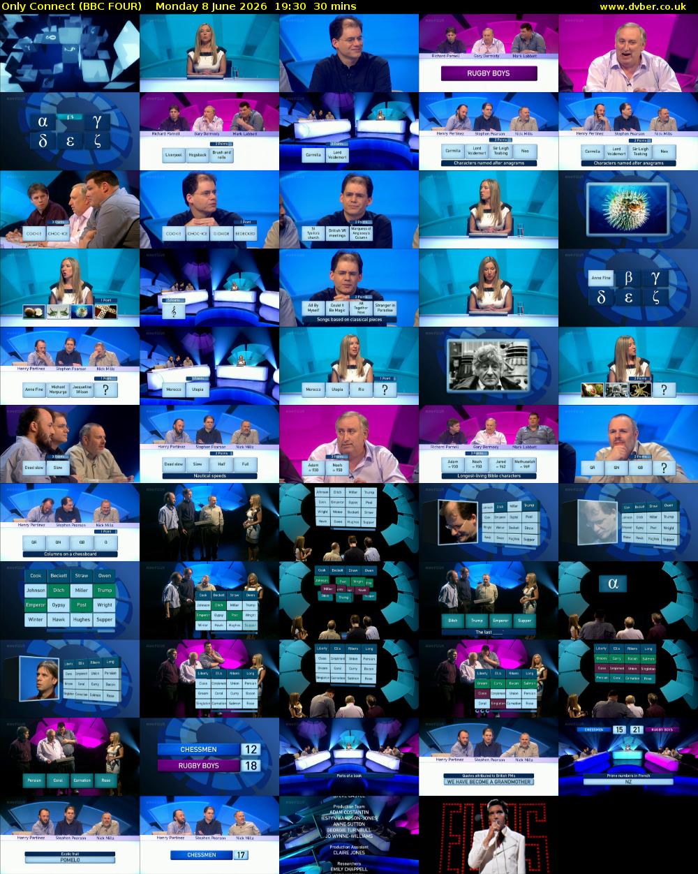 Only Connect (BBC FOUR) Monday 8 June 2026 19:30 - 20:00