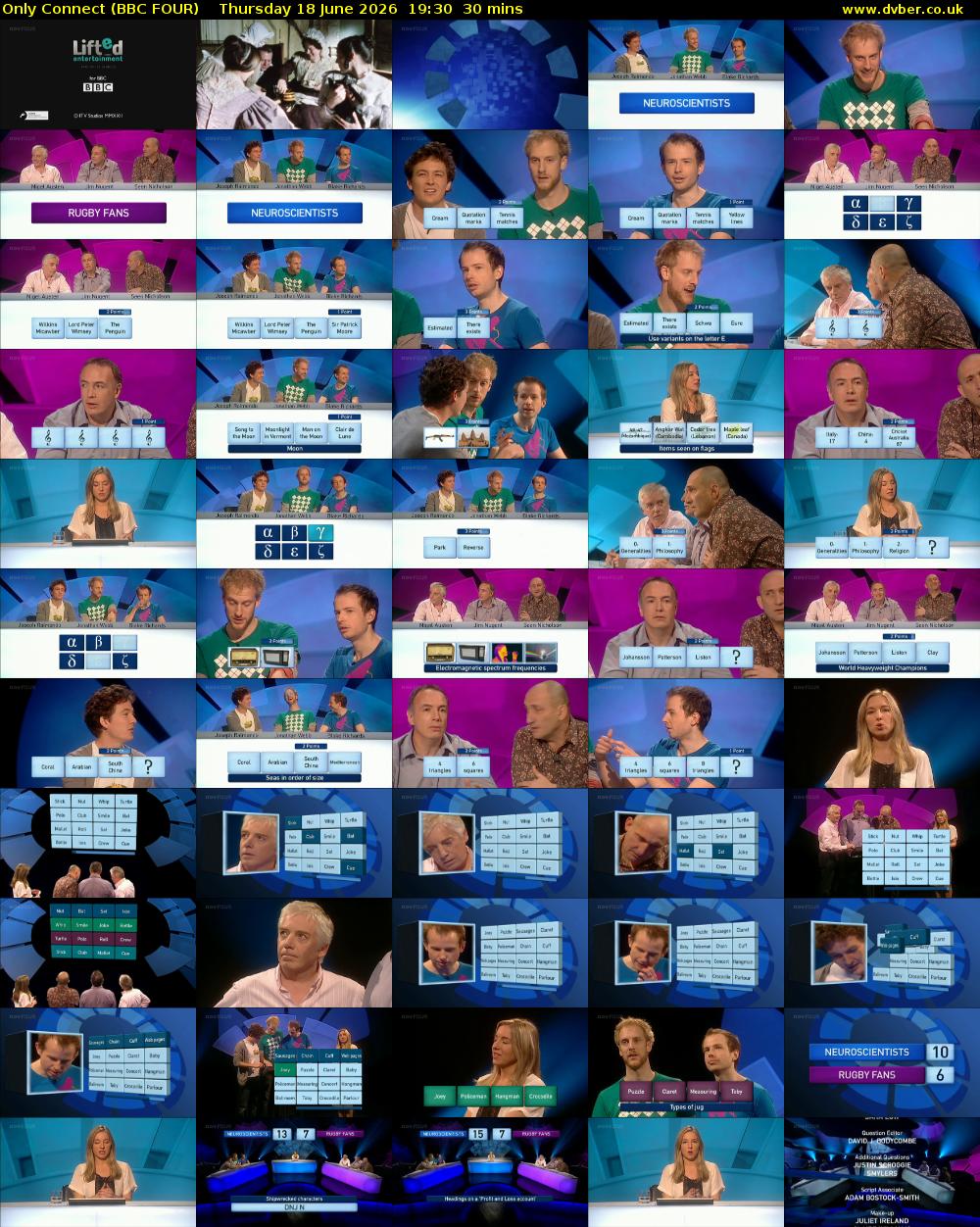 Only Connect (BBC FOUR) Thursday 18 June 2026 19:30 - 20:00