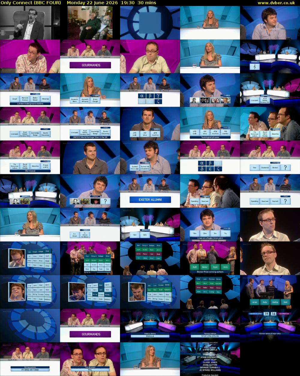 Only Connect (BBC FOUR) Monday 22 June 2026 19:30 - 20:00