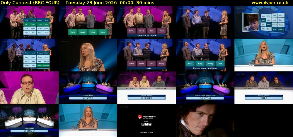 Only Connect (BBC FOUR) Tuesday 23 June 2026 00:00 - 00:30